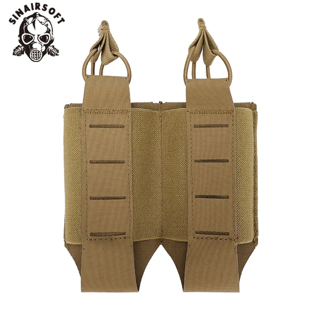 

Tegris 500D Nylon Lightweight Double M4 5.56 Magazine Pouch w/ MOLLE Elastic Rope Retention Drain Hole For Hunting Accessories