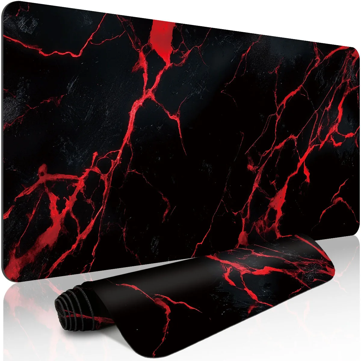 CIFBUY Extended Gaming Mouse Pad Red Lightning Abstract Print PC Keyboard Desk Mat Durable Non-Slip Base Home Office Decor