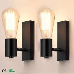 Lámpara de pared Vintage con rotación de 350 °, luz moderna de Metal negro E26 E27, para pasillo interior, sala de estar y dormitorio