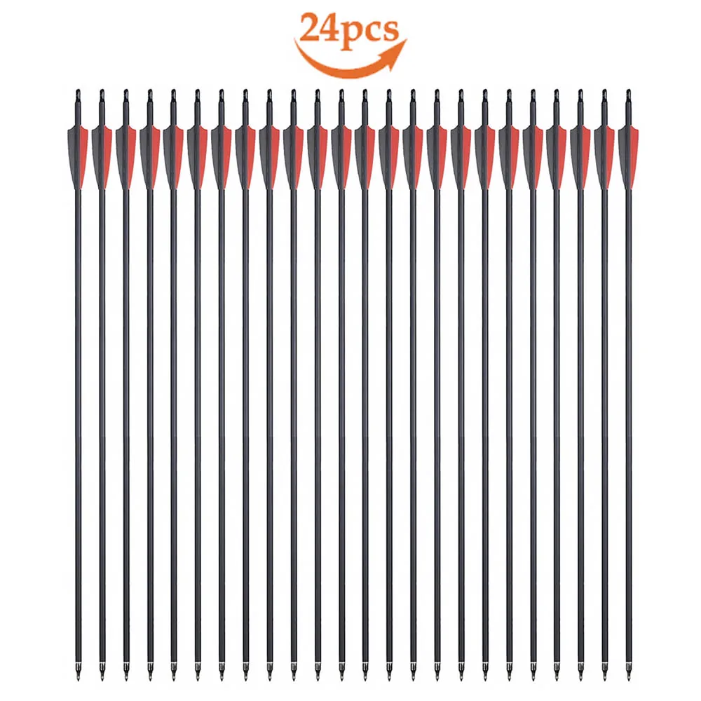 24 szt. 31,5-calowe mieszane strzały węglowe 7,8 mm kręgosłupa 500 3 "pióra TPU do łuku refleksyjnego łuk bloczkowy strzelanie strzały do ​​ćwiczeń myśliwskich — 2