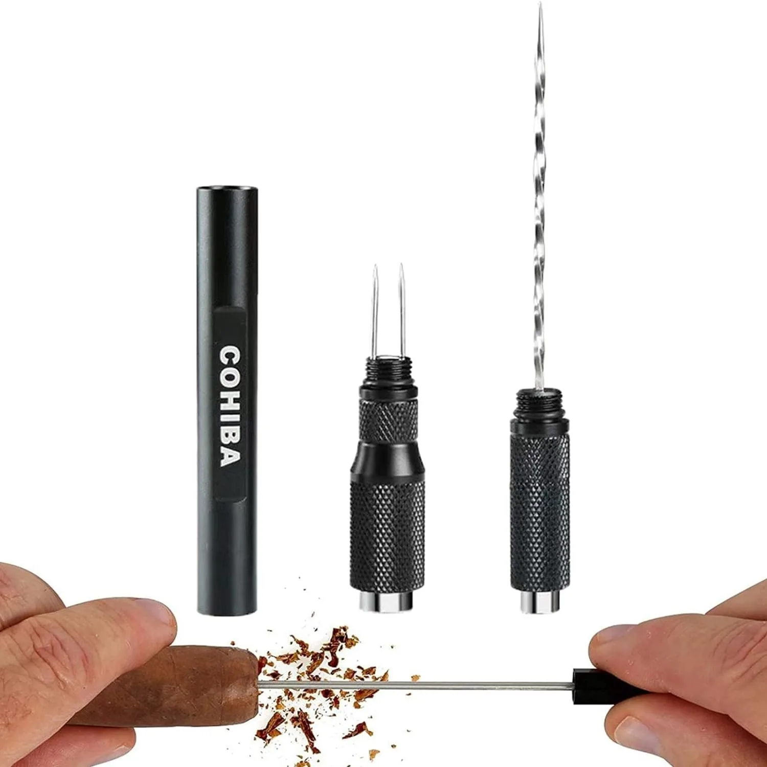 

4 in 1 Cigar Draw Enhancer Tool Cigar Punch Cuban Punch Cutter Cigar Multitool Dredge Drilled Sharp Puro Needles Gadget Gifts