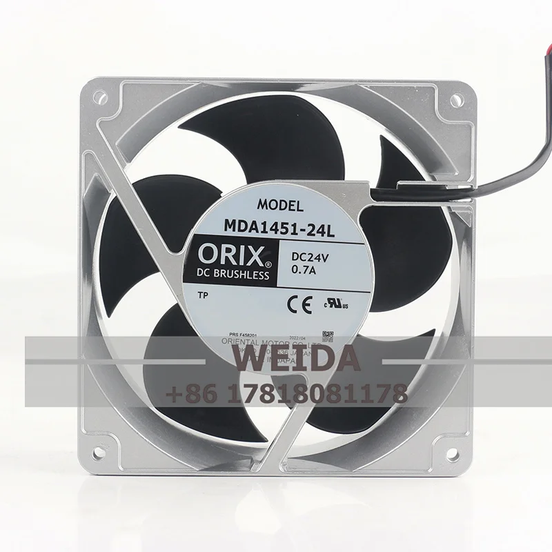 

Case fan ORIX 12V 48V DC 24V 0.7A AC EC Frequency Converter High Airflow Aluminum Frame Three-wire MDA1451-24L Cooling Fan