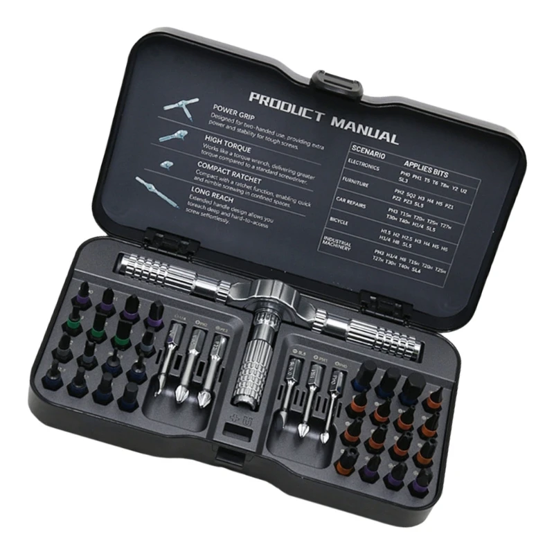 Umfassendes 40pcs Tool Ratcheting -Schraubendreher mit ergonomischem Speichergehäuse