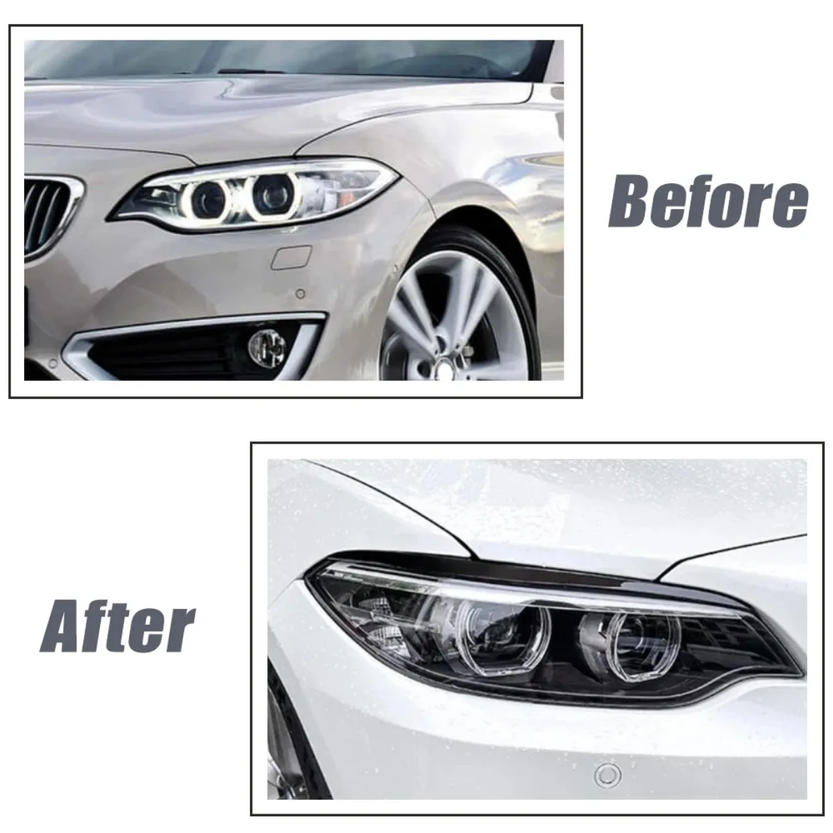 For BMW 2 Series F22 F23 2015 2016 2017 2018 2019  LH+RH Car Headlight Eyebrows Headlamp Eyelid Cover Trim Car Accessories