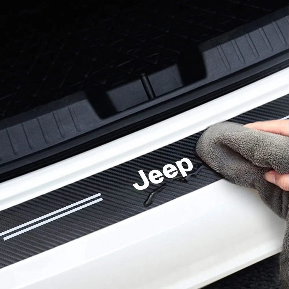 JEEP Car Threshold Strip Anti Stepping Leather Protective Sticker For Jeep Renegade Compass Grand Cherokee Wrangler jk Gladiator