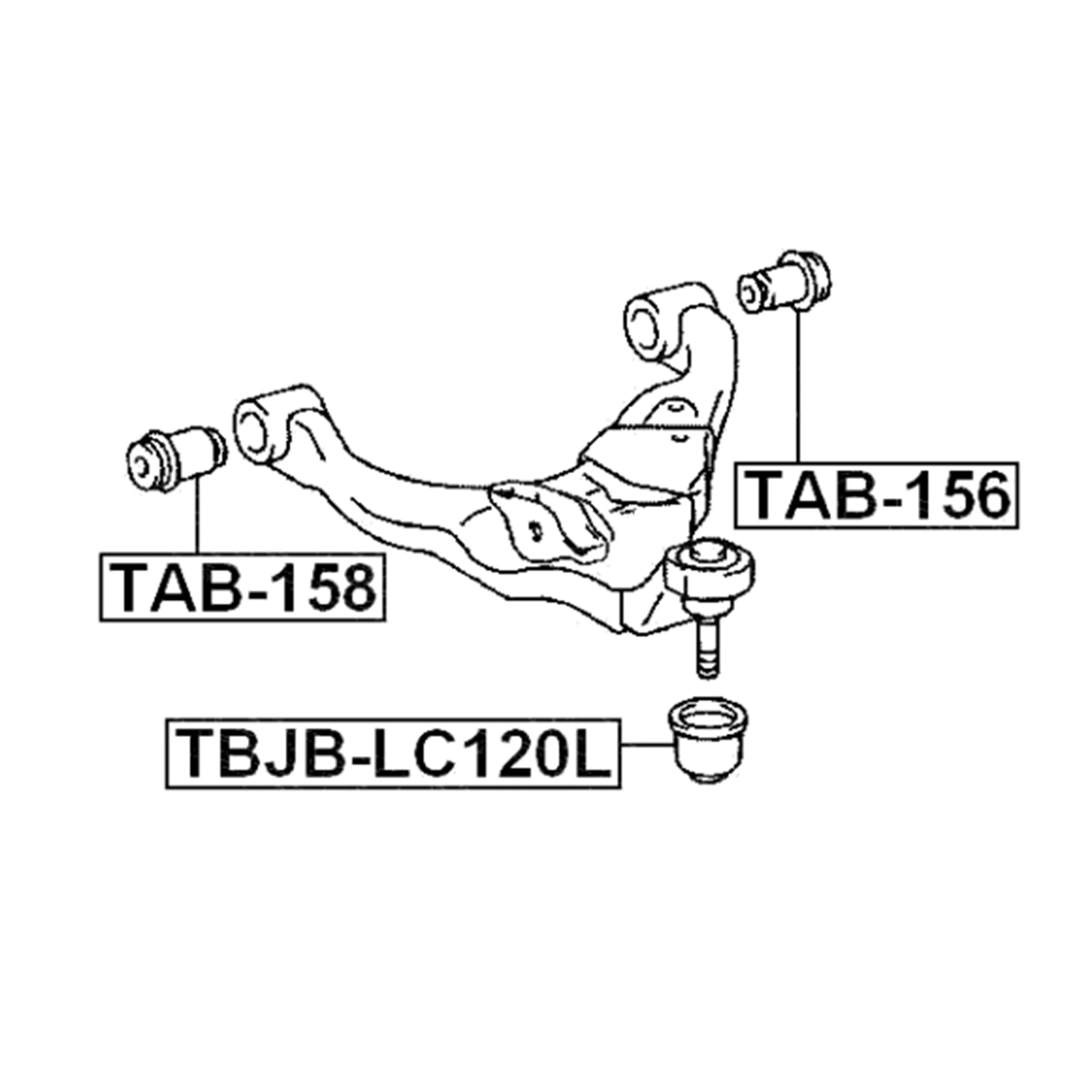 Front Lower Control Arm Bushing For Toyota 4Runner Hilux FJ Cruiser Land Cruiser Prado 48654-60030 48654-04040 TAB-158 2002-2009