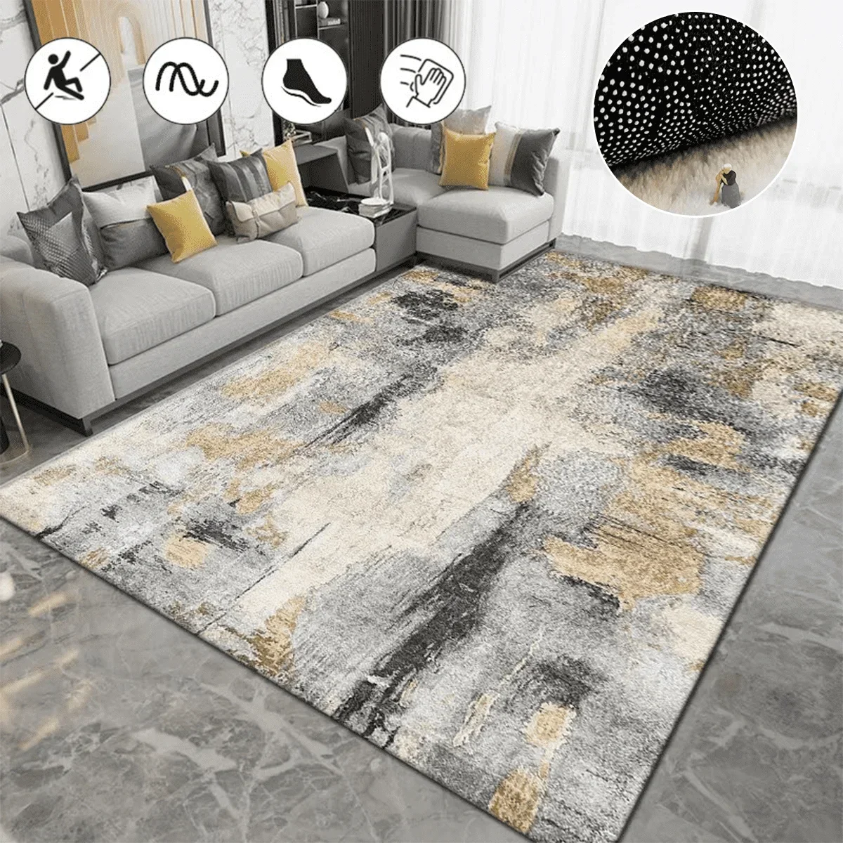 

Nordic Carpet Living Room Ink Splash Abstract Area Rug Large Bedroom Decoration Home Rugs Washable Entryway Doormat Bath Mat