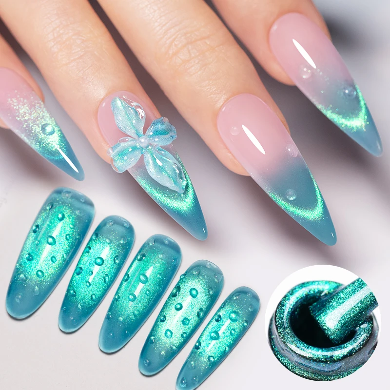 AWStorG Cat Eye Gel 7.5ml Magnetic UV LED Soak Off Mirror Shine Mermaid Green Cat Eye Nail Varnish Gloss Aurora Effect DIY view 3