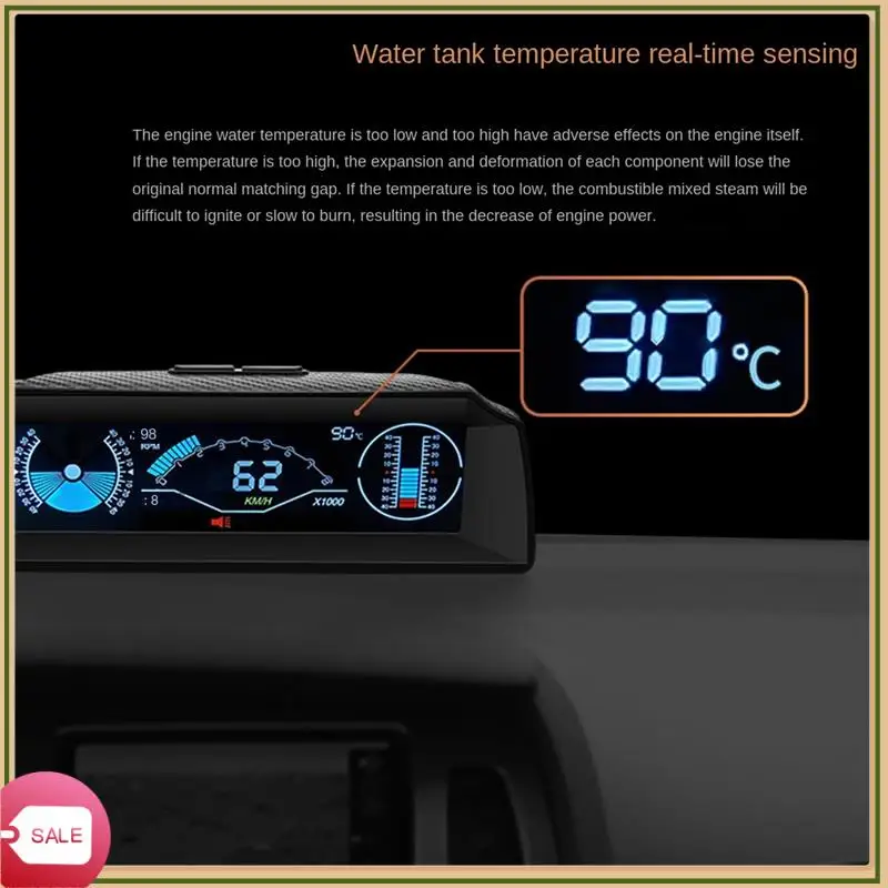 

Unique X90 Head Up Display On-Board Computer Display OBD2 Car Speedometer OBD Gauge With Tilt Pitch Angle Protractor Display