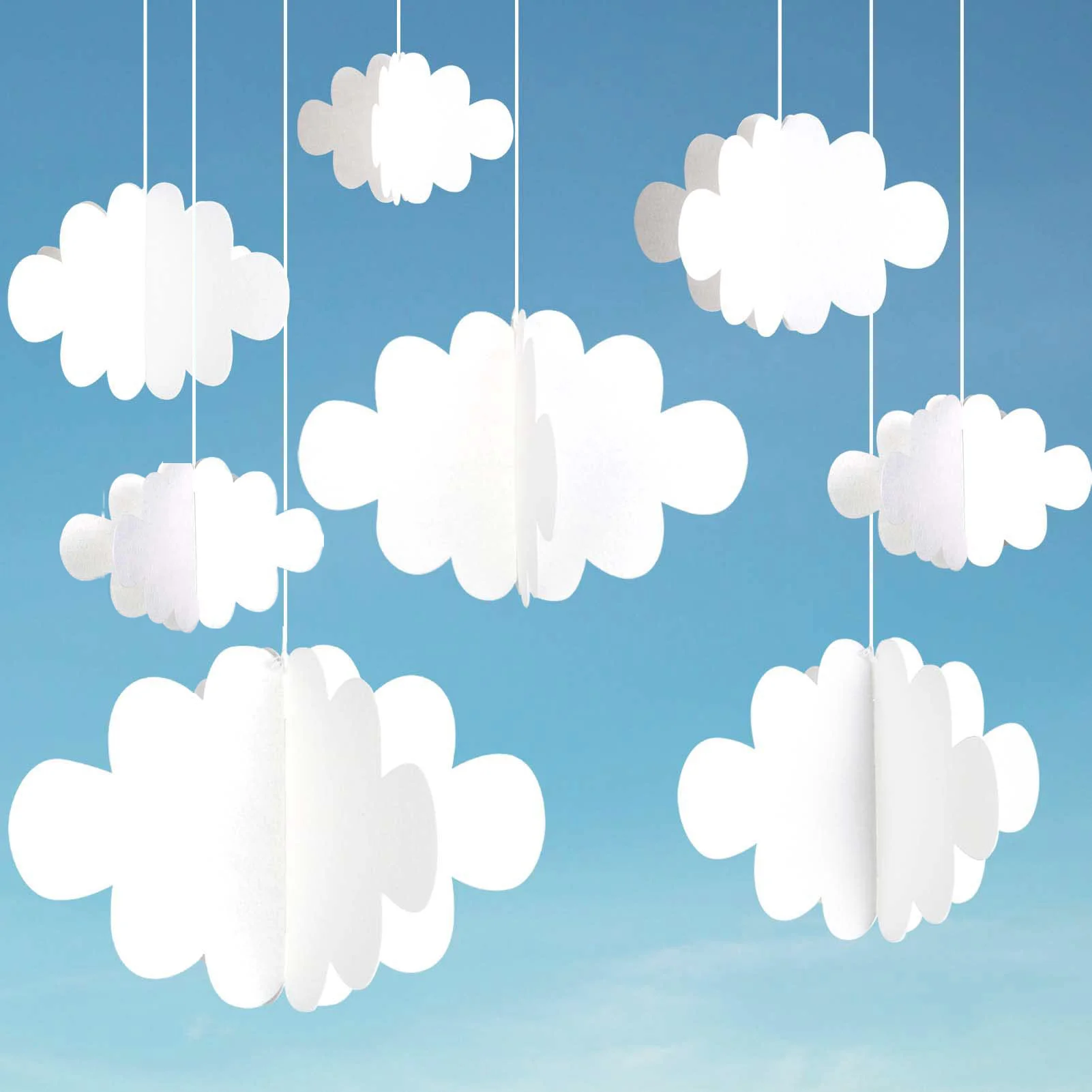 

8pcs White Cloud Hanging Decorations for Airplane Birthday Supplies Art Stage Wedding Nursery Children Room Baby Baptism Party