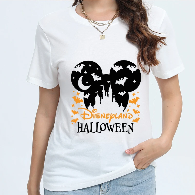

Halloween Party Cartoon Female Disney Clothes Printed Woman Clothing Tees Summer Short Sleeve Tops T Shirt Y2k Custom Plus Size