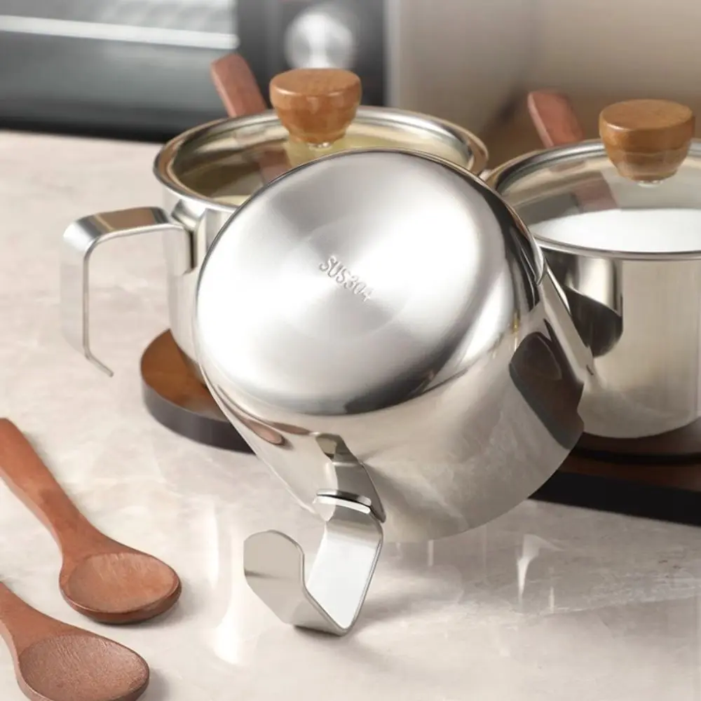 

Dust-proof Stainless Steel Seasoning Jar Set Moisture-proof With Spoon Tray Condiment Jar Set Odor-proof Visual Lid