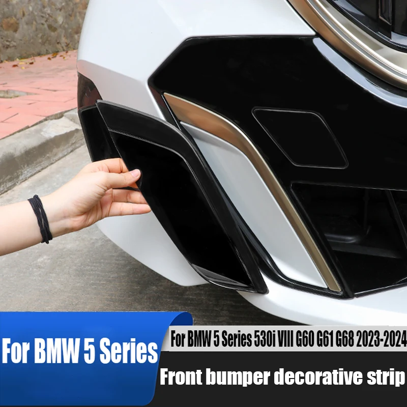

Front bumper decorative sticker black appearance kit modification accessories For BMW 5 Series 530i VIII G60 G61 G68 2023 2024