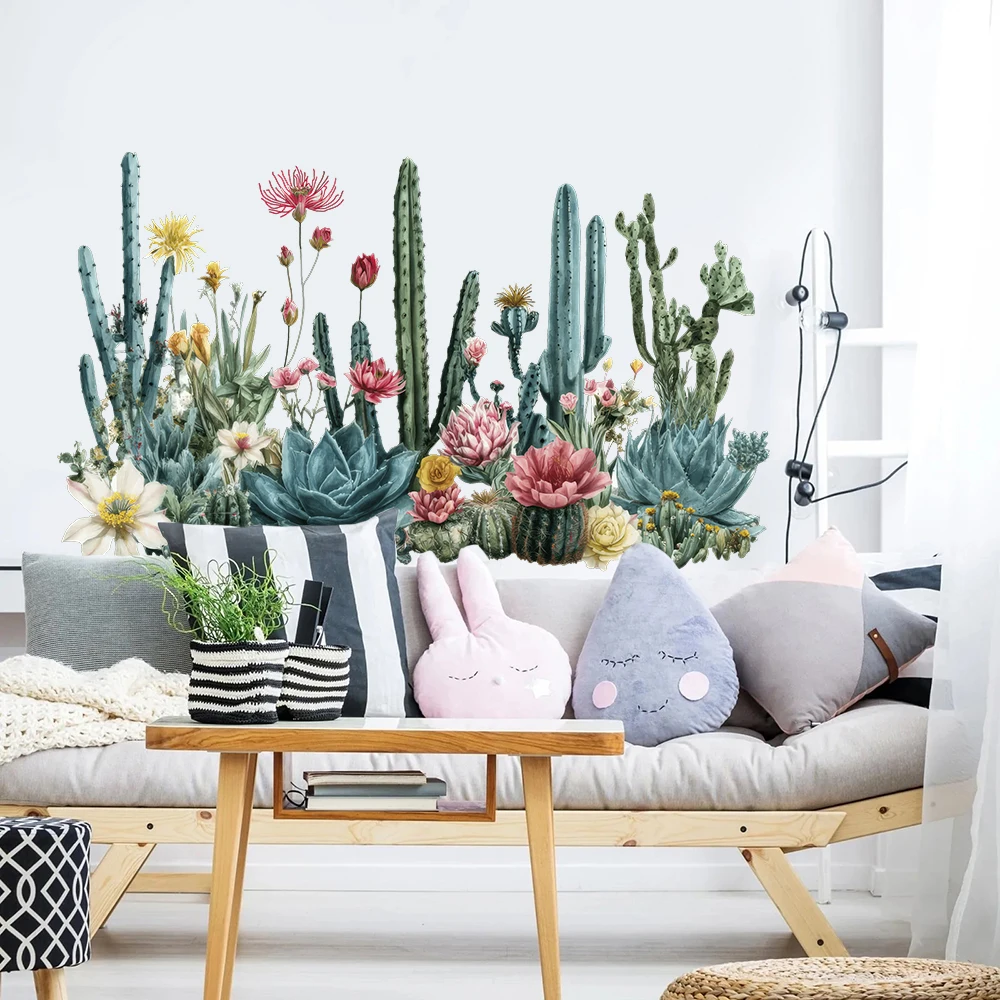 Watercolor Mexican Succulents Cactus Wall Stickers Bedroom Living Room Cacti and Aloe Desert Plants Wall Decals Wall Decor