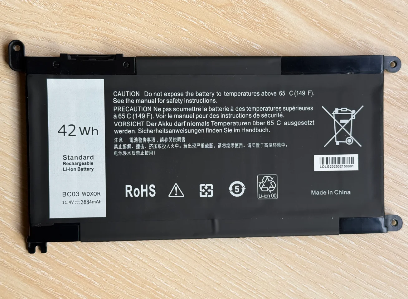 42Wh WDX0R laptop battery For Dell Inspiron 15 5584 5570 5575 7570 7580 17 5765 5767 5770 5775 11.4v P58F P69G P75F P66F 3CRH3
