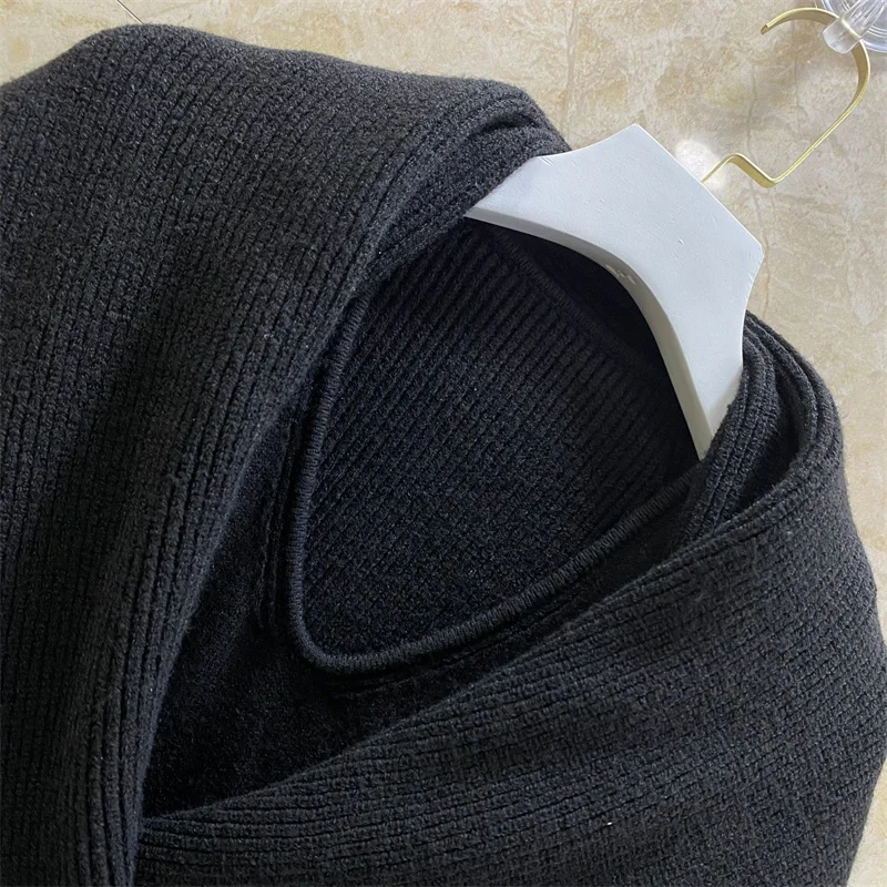 سترة للنساء 2026 ربيع جديد مطاطا محبوك التلبيب بأكمام طويلة سترة نسائية متقاطعة غير منتظمة معطف نسائي #3