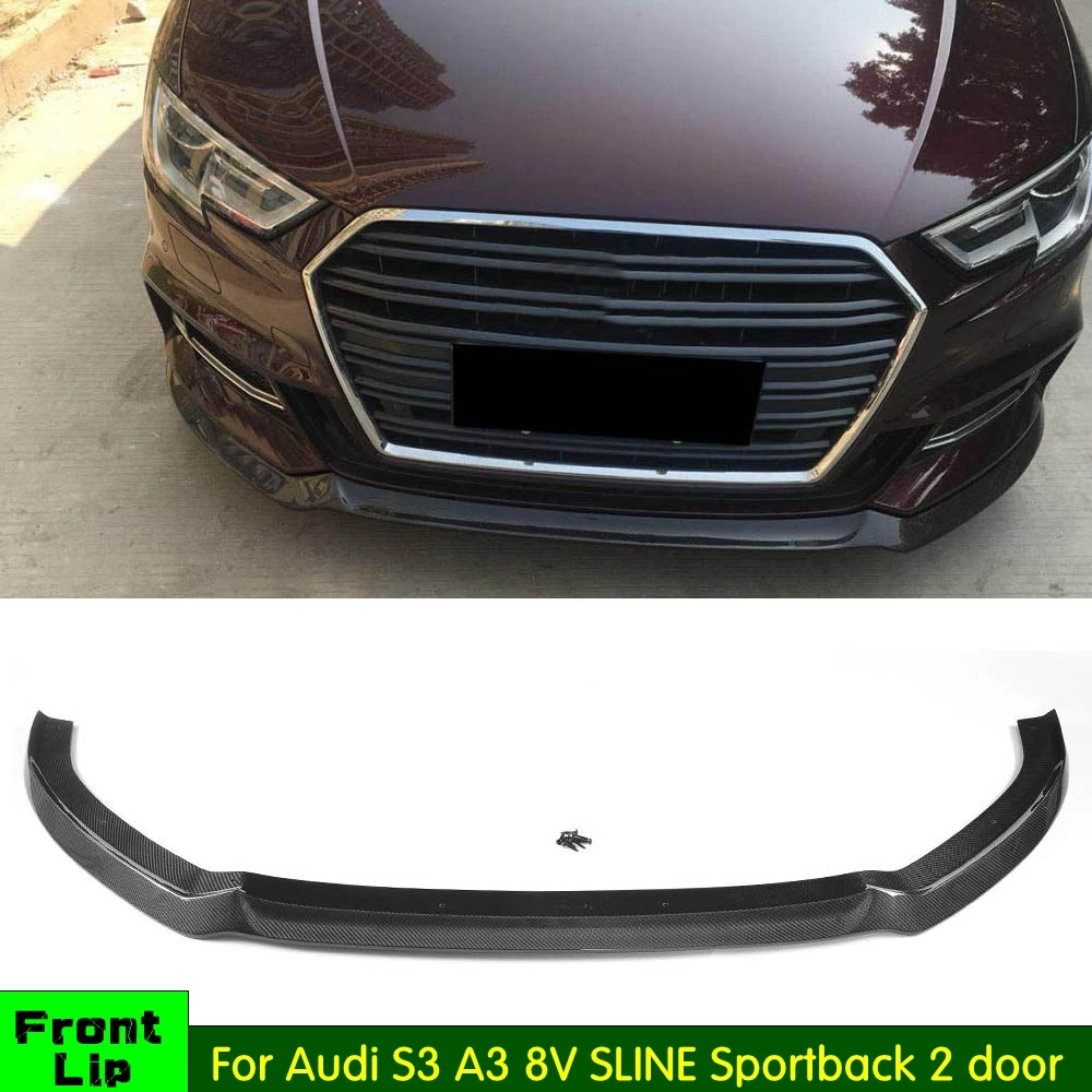 Carbon Fiber Car Front Bumper Lip Chin For Audi S3 A3 8V SLINE Sportback 2door Hatchback 2017 2018 front Splitters Spoiler Apron