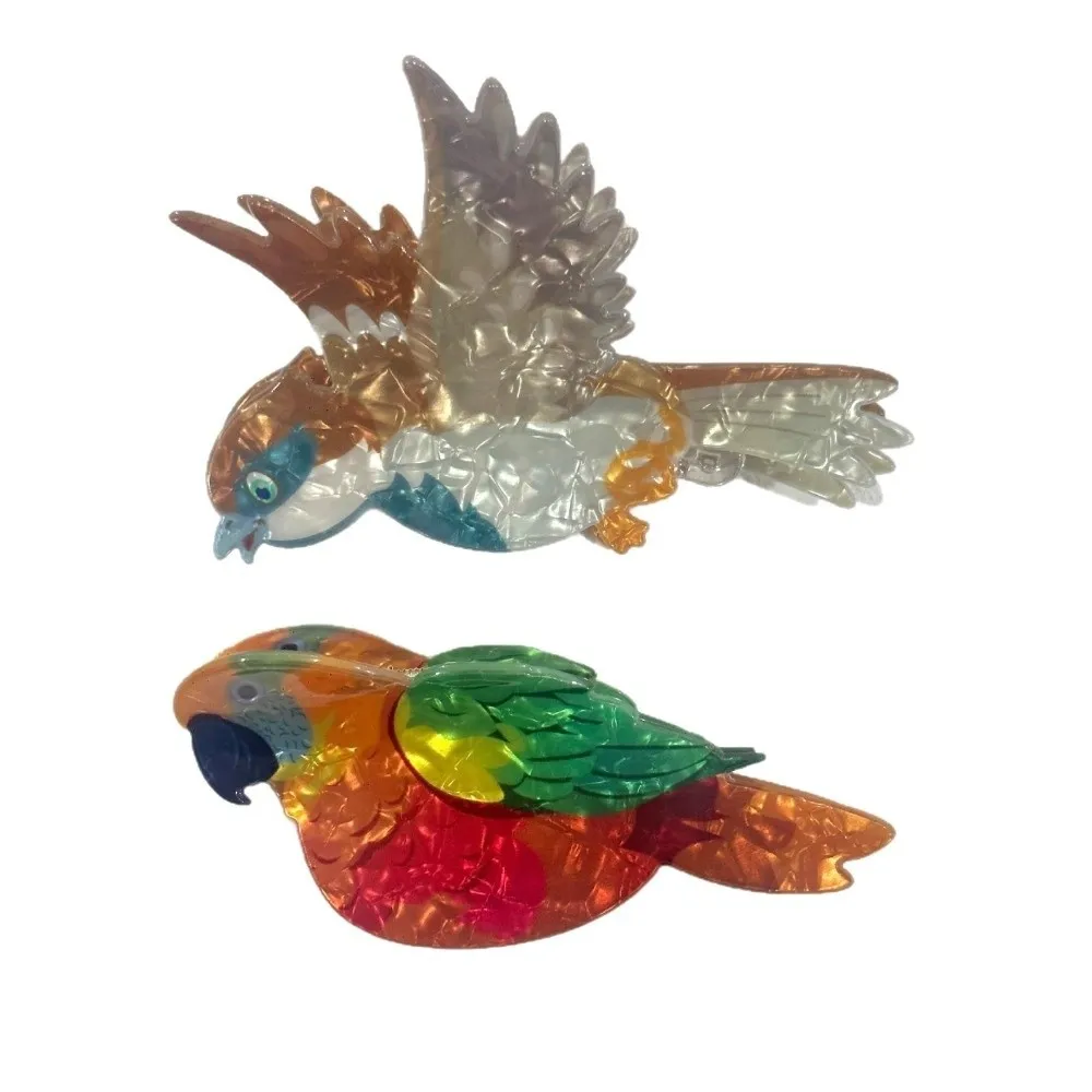 Parrot Sparrow Pattern Hair Claw Acrylic Lifelike Birds Design Hair Claw Clips Hair Accessories Grasping Clip for Women Girls