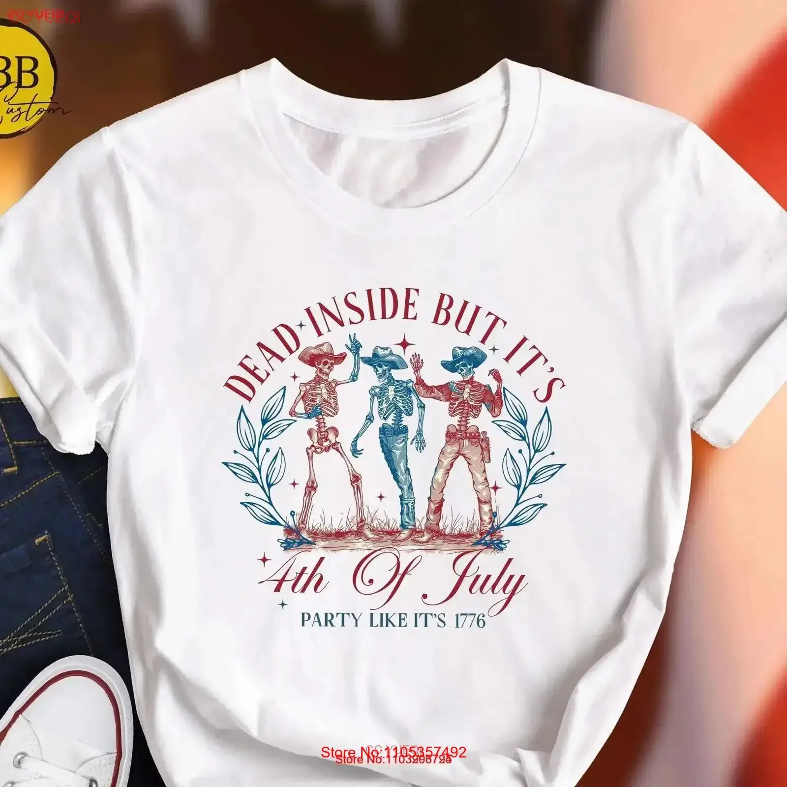 Dead Inside But it's 4th Of July T Shirt Party Like 1776 Patriotic Dancing Skeleton Western vintage Washed streetwear graphic