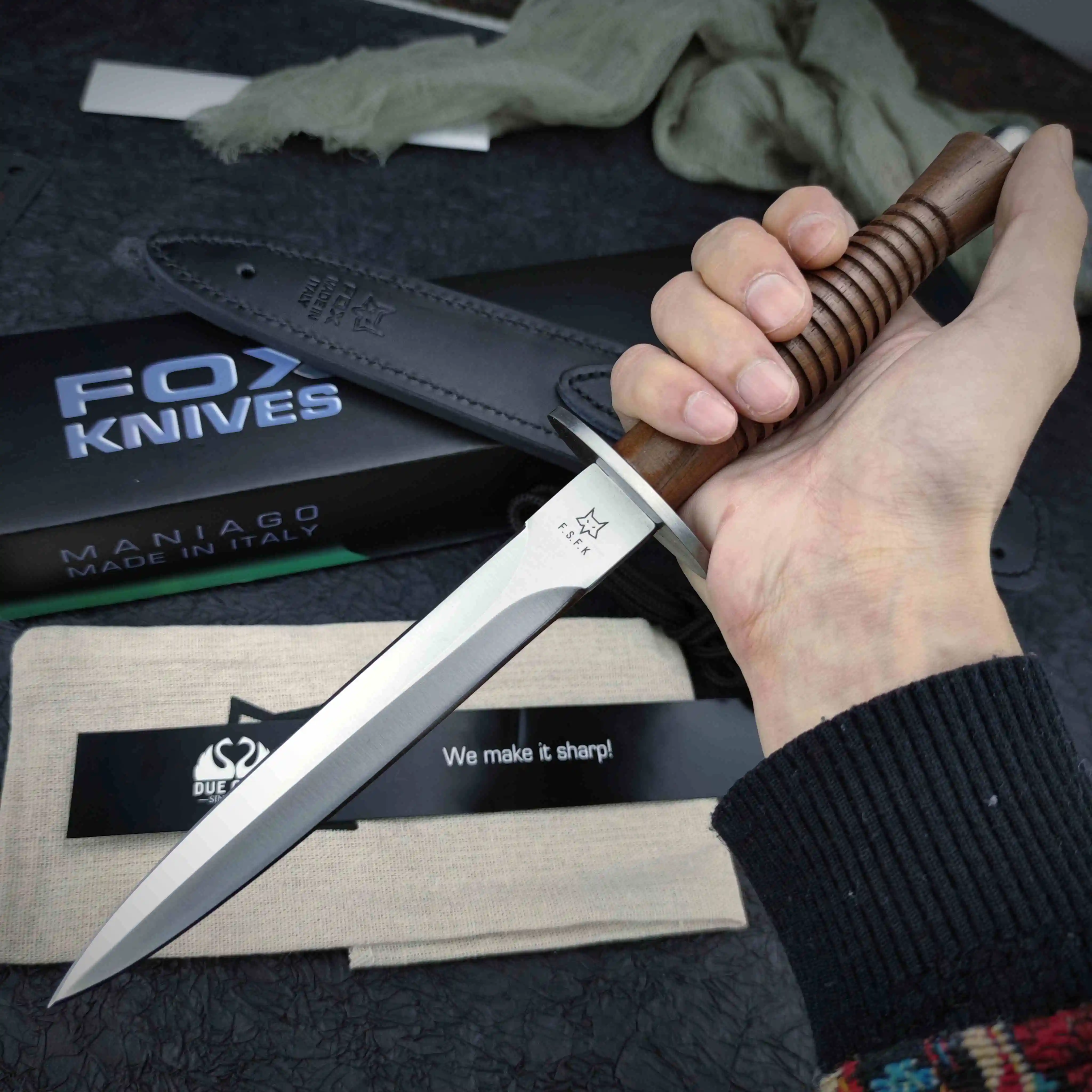 FX593 High hardness Kydex sheath outdoor knife camping tactical hunting knife field rescue, hiking fixed blade knife men\'s gifts