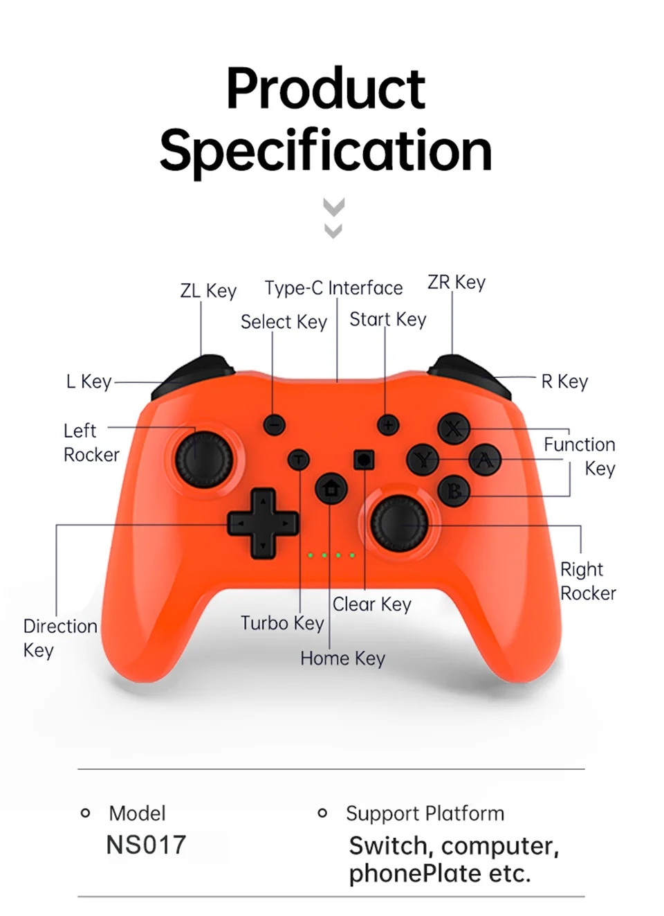 GAMINJA New Wireless Controller No Latency Bluetooth Gamepad PC Joystick For Nintendo Switch Game Console PS3 TV Box PC