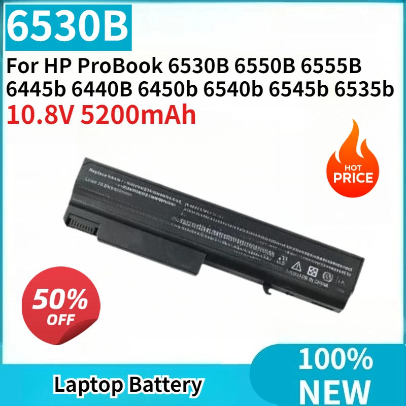 New Laptop Battery 6530B 10.8V 5200mAh Replaceable for HP ProBook 6530B 6550B 6555B 6445b 6440B 6450b 6540b 6545b 6535b