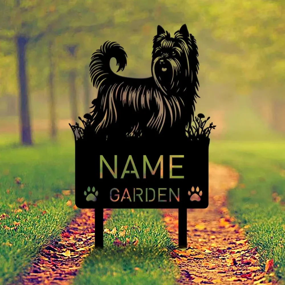 Custom Silky Terrier Dog Metal Memorial Garden Stake Personalized Pet Grave Marker Name Sign Remembrance Decor for Pet Loss