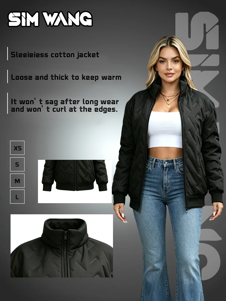 Baseball style cotton jacket - solid color, stand-up collar, zipper, casual jacket