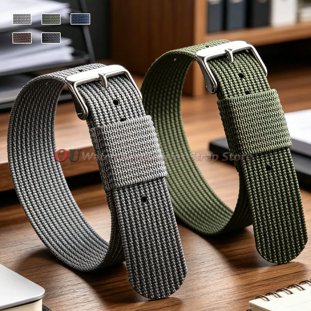 Bracelet en nylon tressé respirant 18mm 20mm 22mm pour montres Seiko, noir, vert, style militaire, pour hommes et femmes, accessoires de ceinture de montre