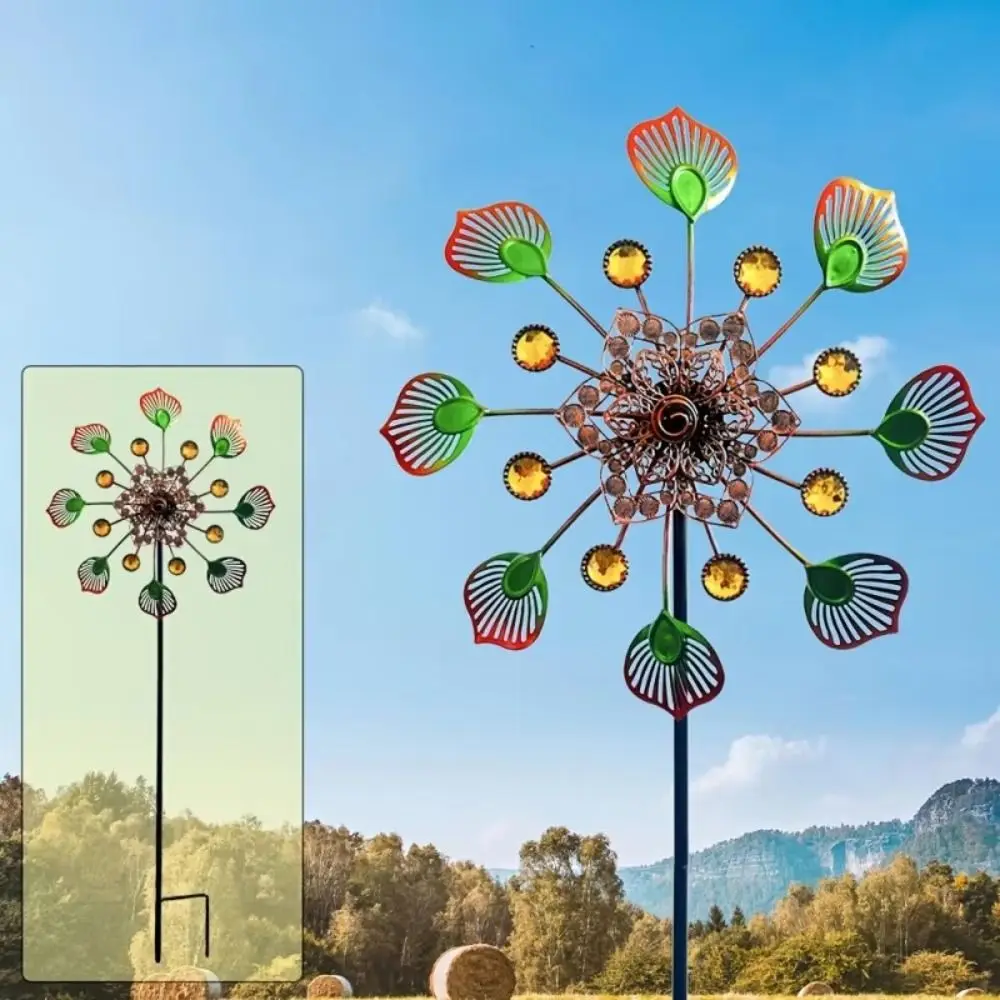 

Garden Decorative Pile Rotating Wind Collectors Rotator Iron Art Removable Metal Windmill Durable Windmill Spinner Backyard