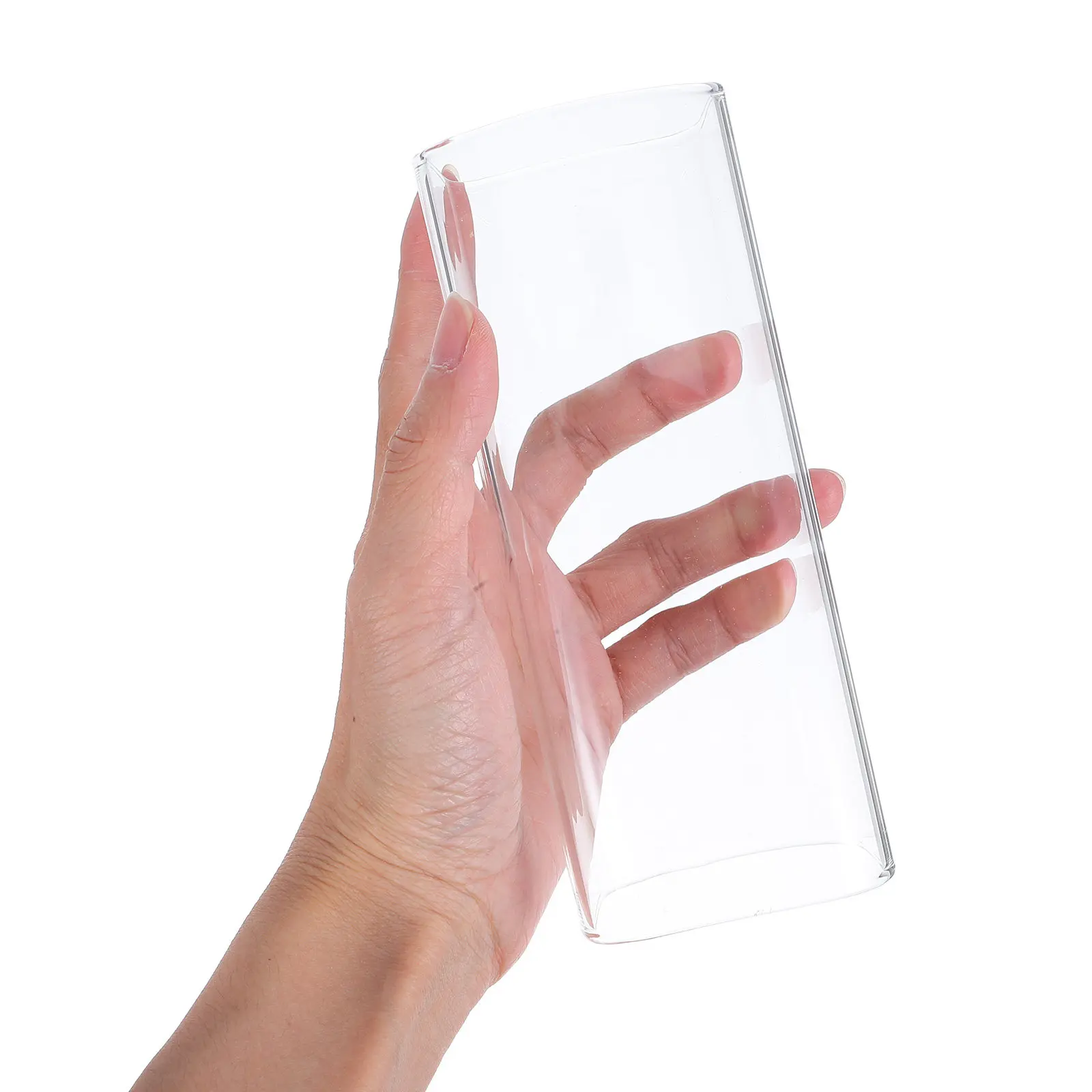 

4Pcs Glass Cylinder Shades Square Transparent Open Ended Windproof Holder Covers for Table Centerpiece