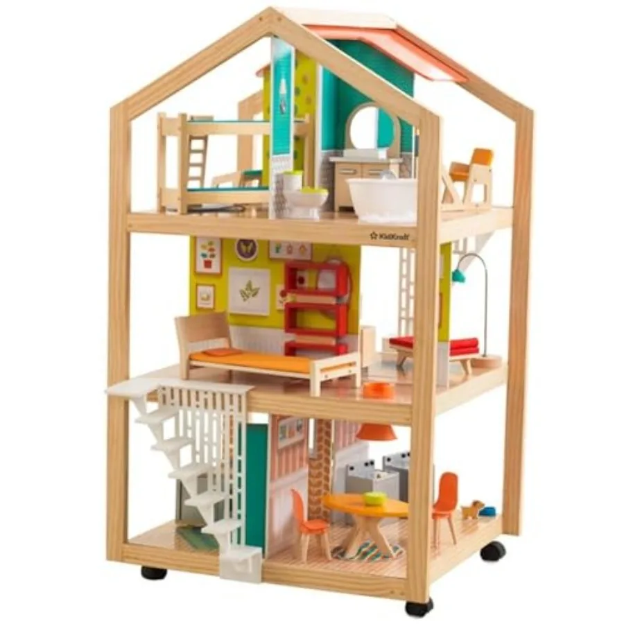 

42 Piece So Stylish Mansion Wood Dollhouse in White and Natural