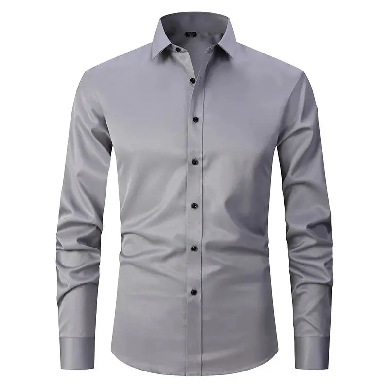 High Quality Large 6XL Men's Shirt Autumn Winter Social  Collar Fleece Lined Thickened Special Wide Fit Male Fashion
