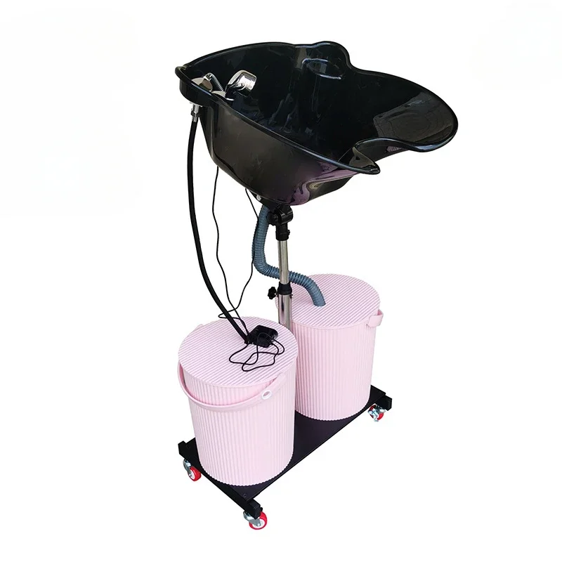 

Portable mobile automatic pumping seated shampoo basin can be raised and lowered for home barber shop