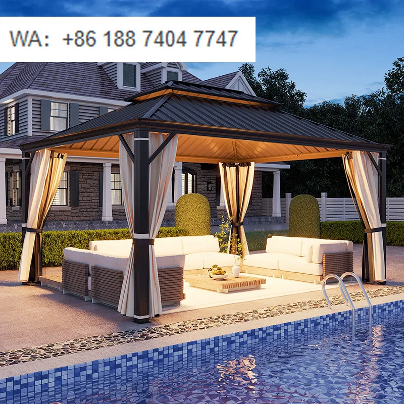 High Quality Portable Morden Sustainable Sunshade Aluminium Outdoor Activities Gazebo Party Hardtop Garden Gazebo