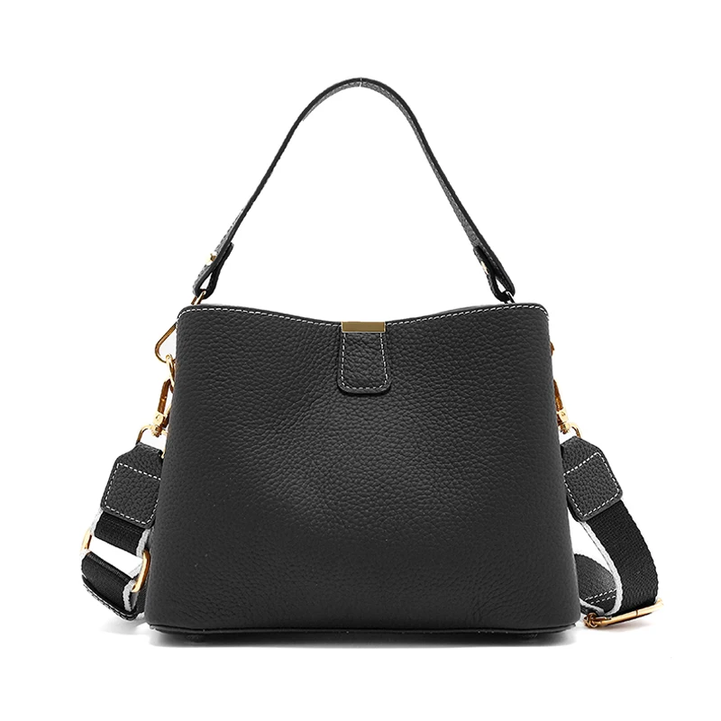 100% Genuine Leather Women's Handbag 2026 Luxury Designer Shoulder Bag Women Versatile Commuter Crossbody Bags Female Bucket Bag