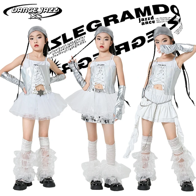 

Children Ballroom Dance Suits Girls Group Jazz Dance Costumes Kids Performance K-pop Outfit Stage Hip Hop Clothing XS9887