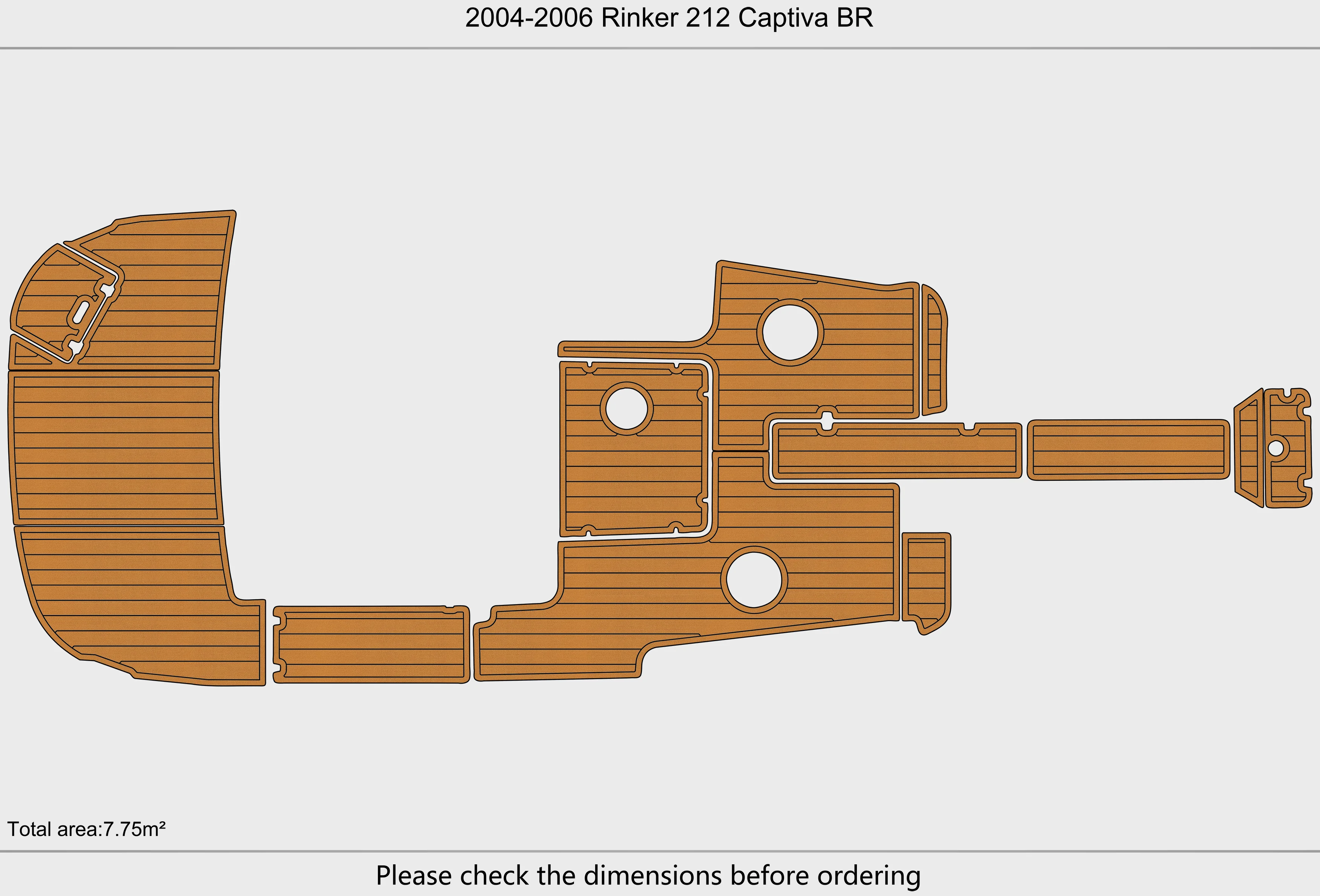 Eva foam Fuax teak seadek marine floor For 2004-2006 Rinker 212 Captiva BR Cockpit Swim platform 1/4