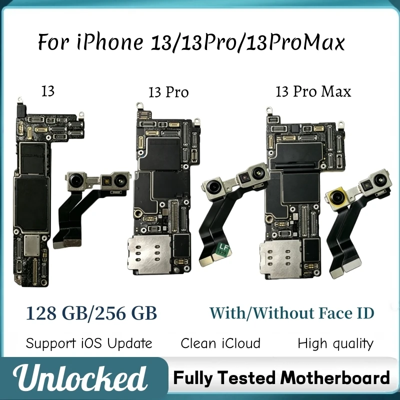 Fully Working For iPhone 13 Pro Max Motherboard Unlocked With/No Face ID Mainboard For iPhone 13 Pro Clean ICloud Logic Board
