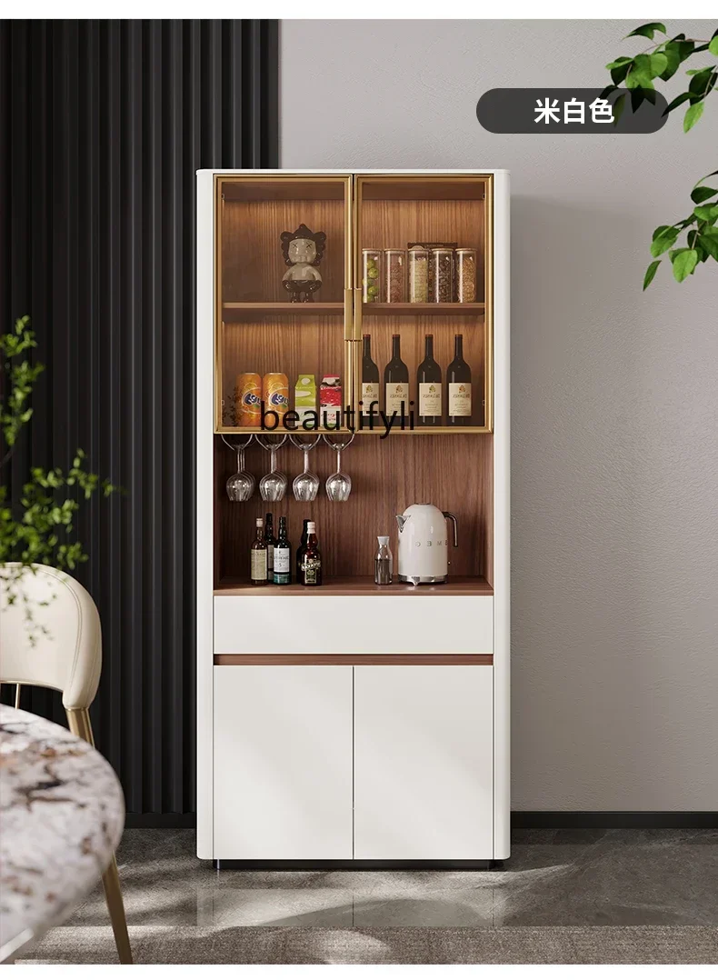 Light luxury high-end wine cabinet household living room wall glass door solid wood display locker