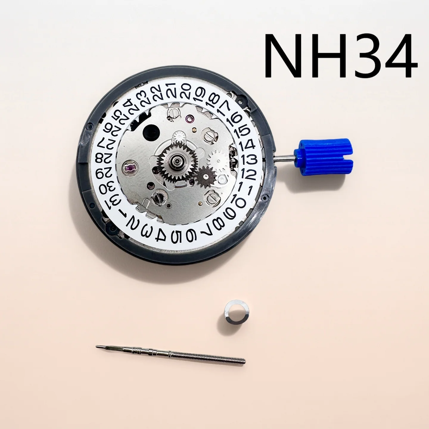 

High precision NH34 mechanical movement automatic winding jewelry rod set white calendar 24