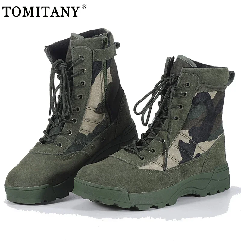 Men\'s Boot Combat Mens Camo Ankle Boots Tactical Big Size 36-47 Boot Male Shoes Work Safety Shoes Motocycle Boots