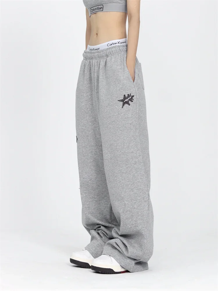 VIPOL Y2K Streetwear Star Jogging Sweatpants Women Harajuku Retro Vintage Patchwork Sports Pants Oversized Hip Hop Wide Joggers