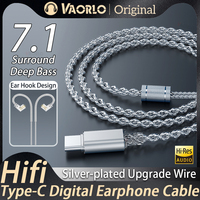 7.1 HIFI Silver-Plated Upgraded Wired Headphone Cables Type-C Digital Earphone Cable 2PIN S-Type With Mic Monitor Headset Cord