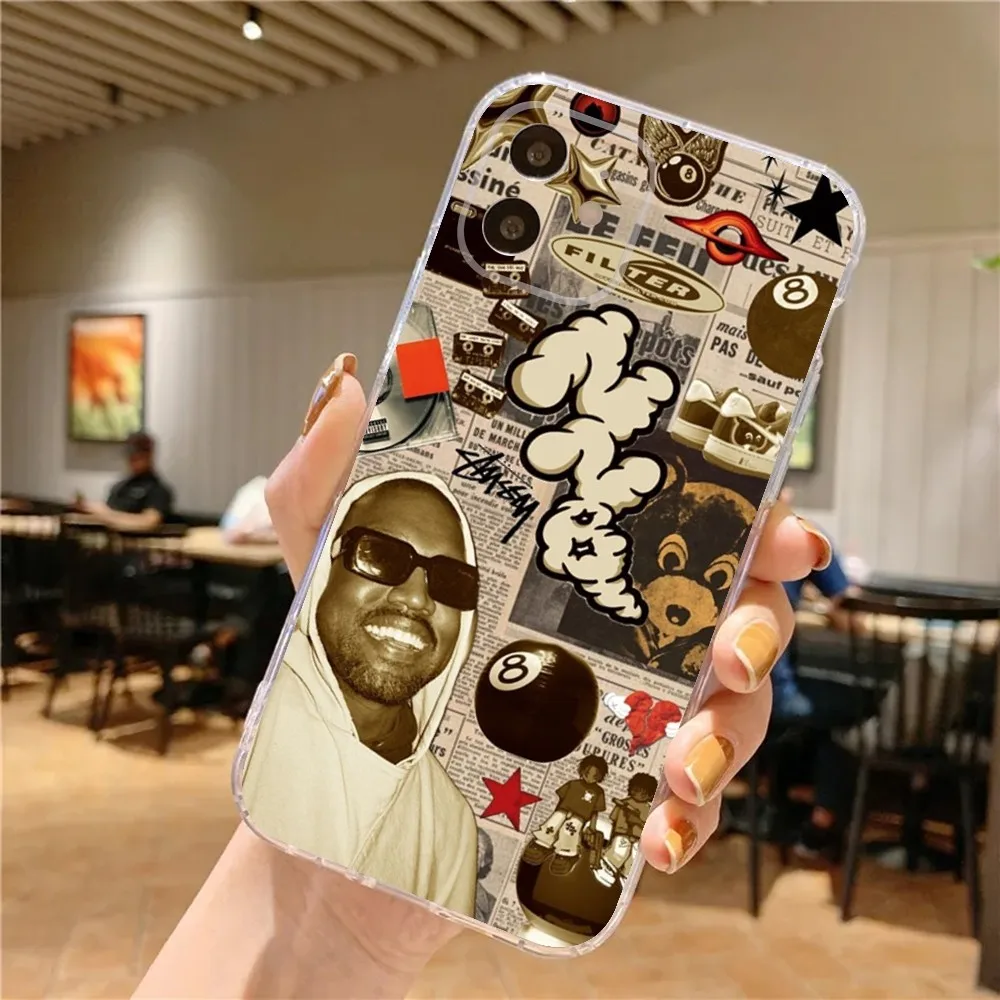 Funny K-Kanye Phone Case For iPhone 15,14,13,12,11 Plus,Pro,Max,XR,XS,X,7,8 Plus,SE,Mini Transparent Silicone Soft