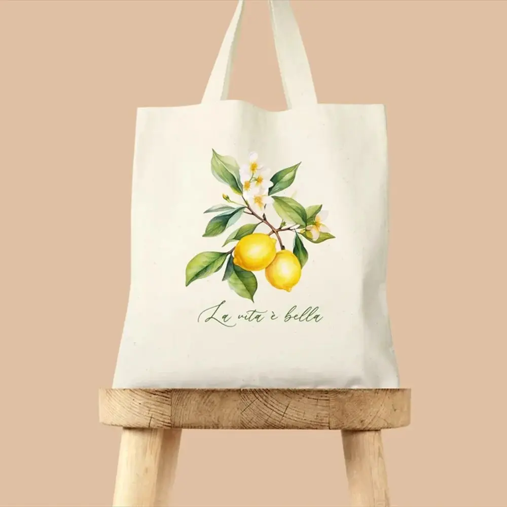 Italian tote bag, La vita e bella lemon tote bag, Italian wedding, Italy wedding tote, Italy wedding welcome bag, citrus bag