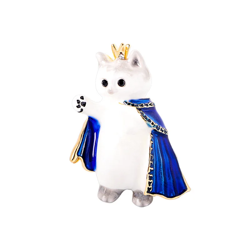 Adorável esmalte gato rei broche pino para roupas femininas camisa mochila bonito dos desenhos animados animais broches amantes acessórios jóias presentes