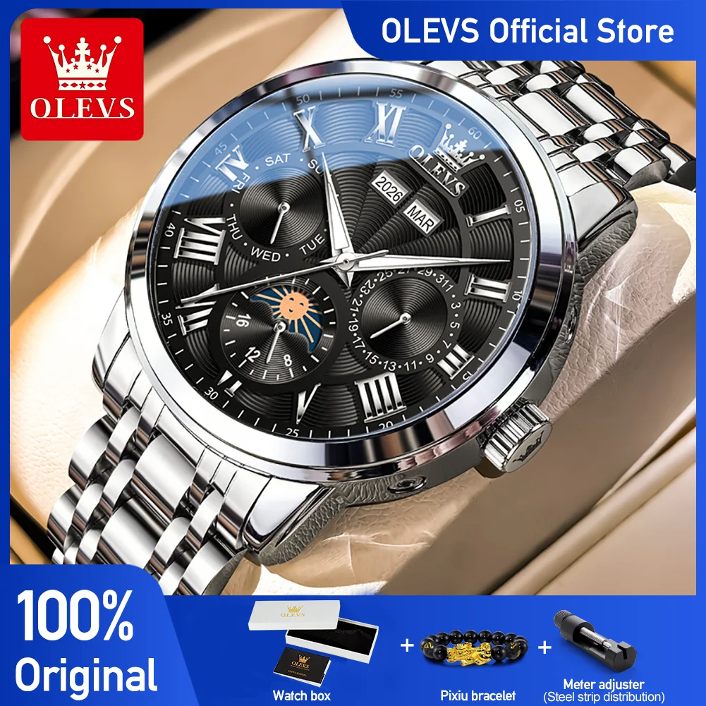 OLEVS 6785 Elegance Wristwatch Men Unique Dial Top Luxury Brand Original Mechanical Movement Night-light Function Waterproof