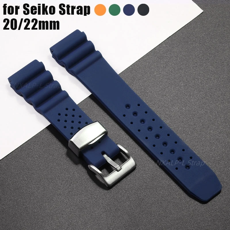 20mm 22mm Silicone Watch Band for Seiko SKX007 SKX009 Diving 007 Abalone Canned Watchband Men's Sports Strap Universal Bracelet