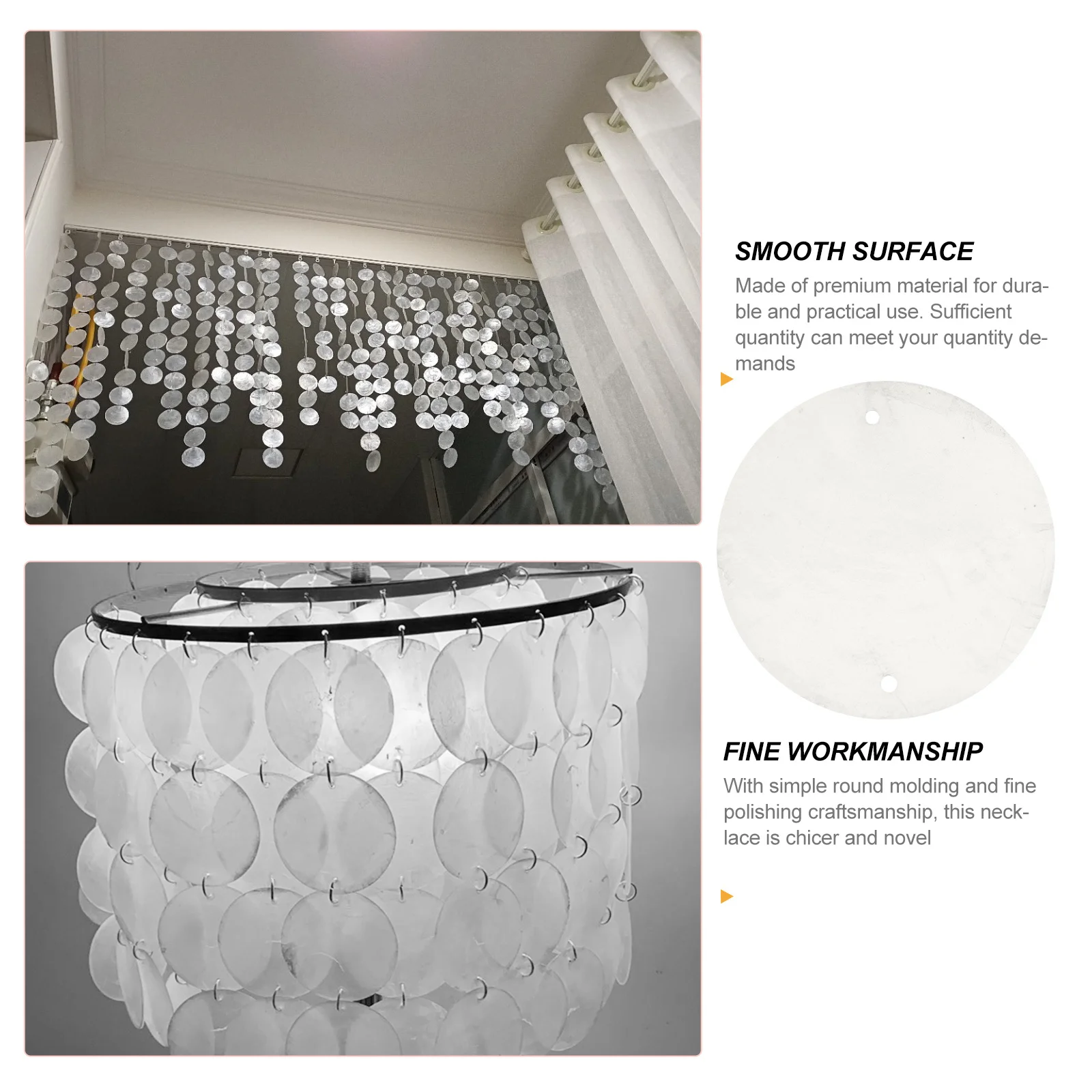 

100Pcs Shell Slices Polished Round Natural Beads for DIY Jewelry Making Craft Accessories Wind Bell Decor